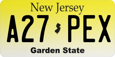 NJ license plate A27PEX