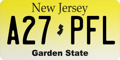 NJ license plate A27PFL