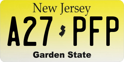 NJ license plate A27PFP