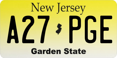 NJ license plate A27PGE