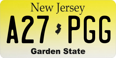 NJ license plate A27PGG