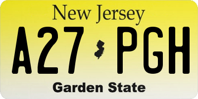 NJ license plate A27PGH