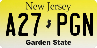 NJ license plate A27PGN
