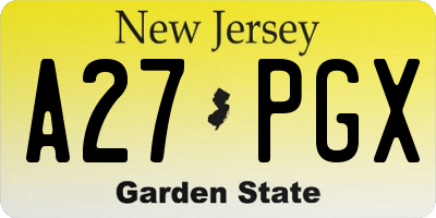 NJ license plate A27PGX