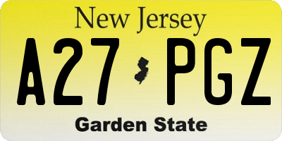 NJ license plate A27PGZ