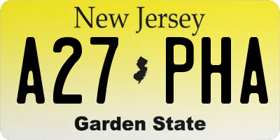 NJ license plate A27PHA