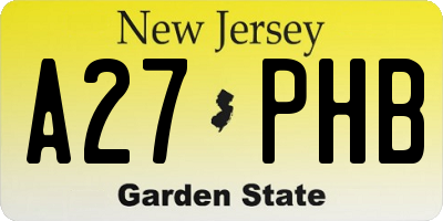 NJ license plate A27PHB