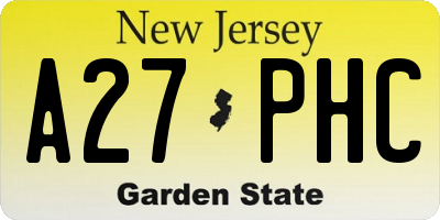 NJ license plate A27PHC