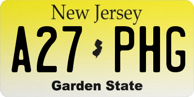 NJ license plate A27PHG
