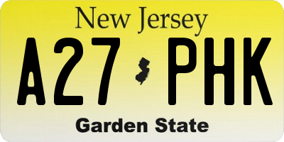 NJ license plate A27PHK