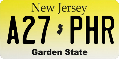 NJ license plate A27PHR