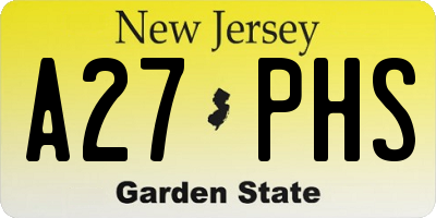 NJ license plate A27PHS