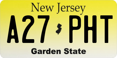 NJ license plate A27PHT