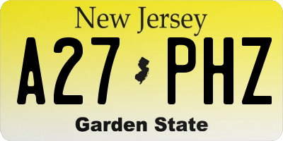 NJ license plate A27PHZ