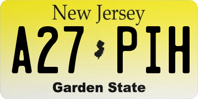 NJ license plate A27PIH