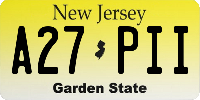 NJ license plate A27PII