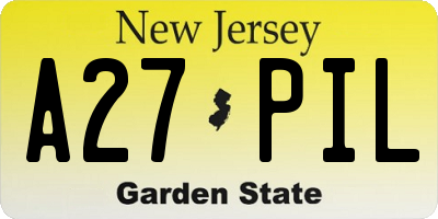NJ license plate A27PIL