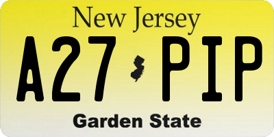 NJ license plate A27PIP