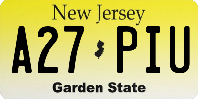 NJ license plate A27PIU