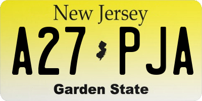 NJ license plate A27PJA