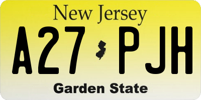 NJ license plate A27PJH