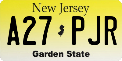 NJ license plate A27PJR