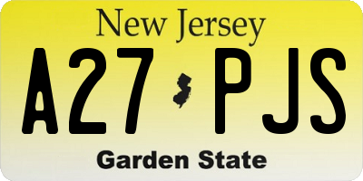 NJ license plate A27PJS