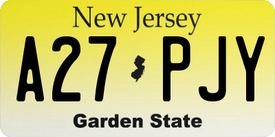 NJ license plate A27PJY