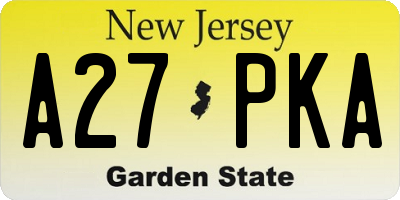 NJ license plate A27PKA