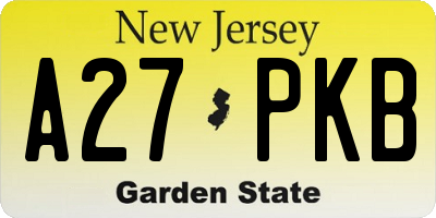 NJ license plate A27PKB