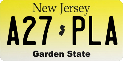 NJ license plate A27PLA