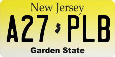 NJ license plate A27PLB