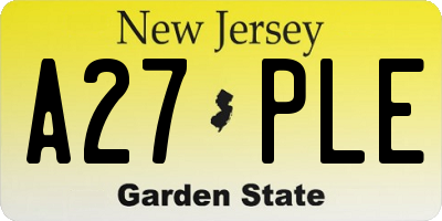 NJ license plate A27PLE
