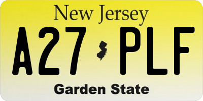 NJ license plate A27PLF