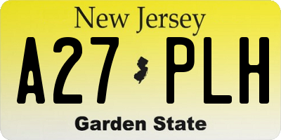 NJ license plate A27PLH