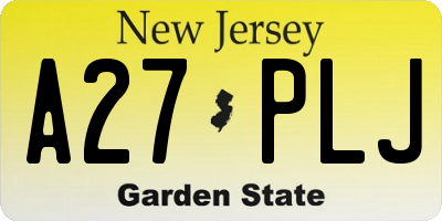 NJ license plate A27PLJ