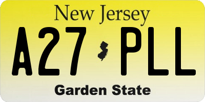 NJ license plate A27PLL