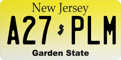 NJ license plate A27PLM