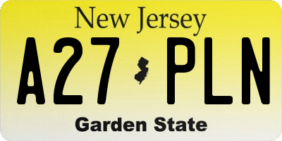 NJ license plate A27PLN