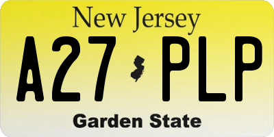 NJ license plate A27PLP
