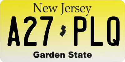 NJ license plate A27PLQ