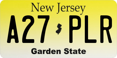 NJ license plate A27PLR