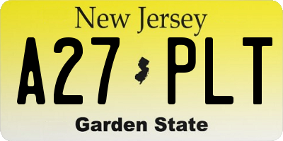 NJ license plate A27PLT