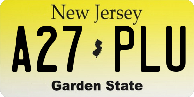 NJ license plate A27PLU