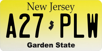NJ license plate A27PLW