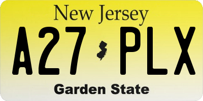 NJ license plate A27PLX