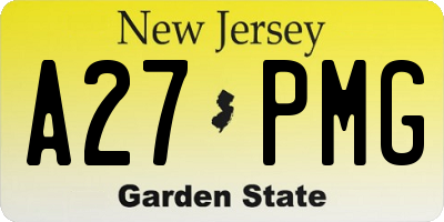 NJ license plate A27PMG