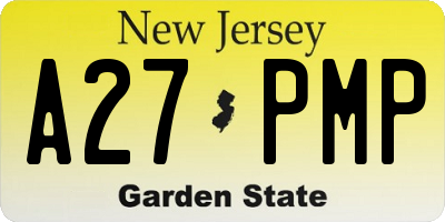 NJ license plate A27PMP