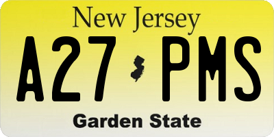 NJ license plate A27PMS