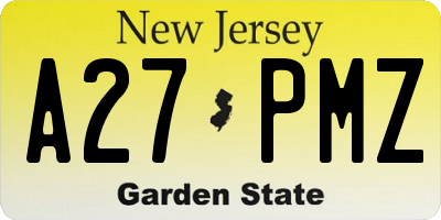 NJ license plate A27PMZ